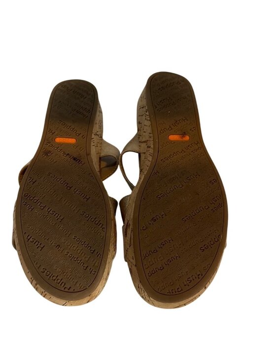 Hush Puppies COCO Gold Slide Wedge Sandals With Cork Sole Womens Size 6 - Picture 9 of 9